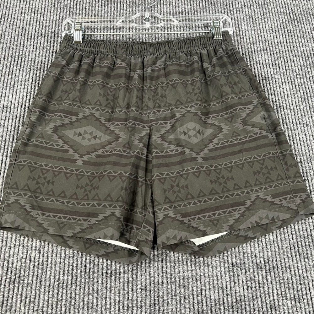 Chubbies Mens Shorts Small Black Gray Lined Southwest Print Drawstring 7" Inseam